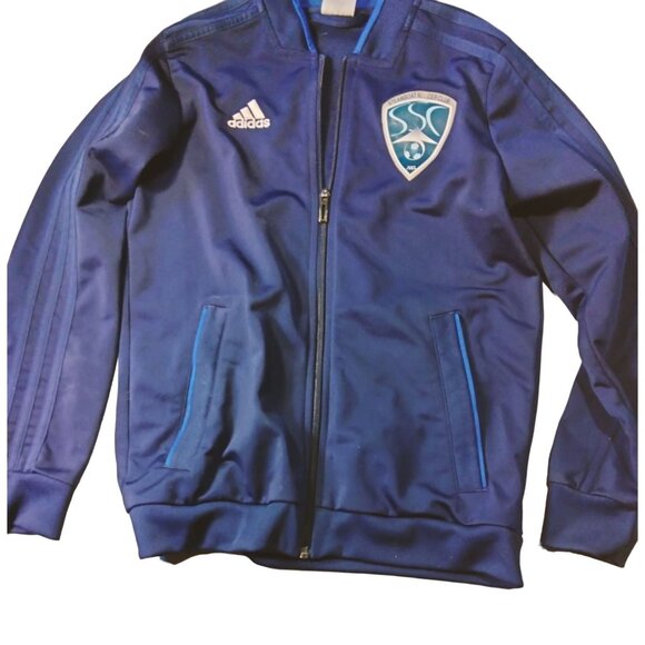 Adidas Steamboat Soccer Club Jacket Zipper Colorado Blue White Number 10 Medium - Picture 9 of 9